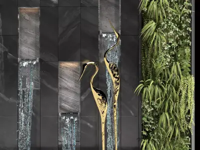 Water falls with Birds 3D model