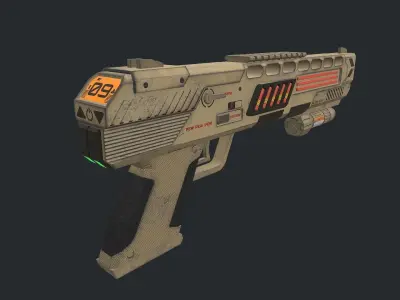 Fun PBR Pistol Low-poly 3D model
