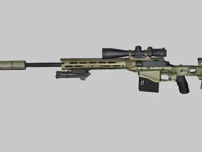 Sniper Denel 9NTW-20 Low-Poly 3D Model Low-poly 3D model