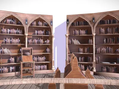 Medieval Library Model Pack PBR Low-poly 3D model