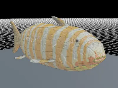 Fish low poly in aquarium at night Low-poly 3D model
