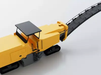 Cold Planer - Asphalt Removal Milling Machine Vehicle Low-poly 3D model