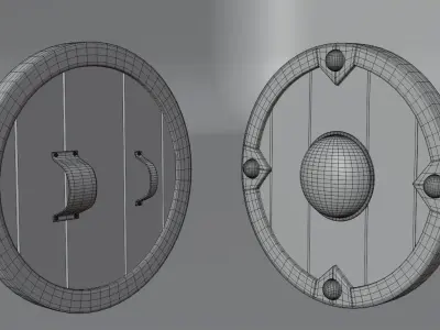 Shield two wooden shields Low-poly 3D model