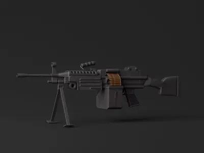 Machine Rifle Low-poly 3D model