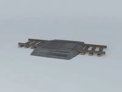 Eco Rail Track Walkover Old Wooden Split Sleepers Free 3D model
