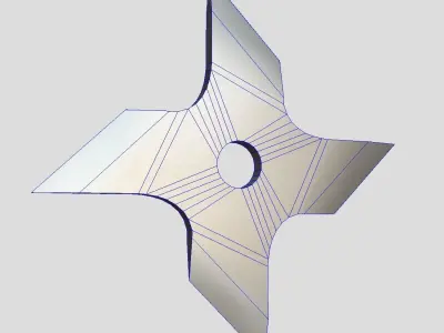 Shuriken 2 metal star with hole in middle Low-poly 3D model