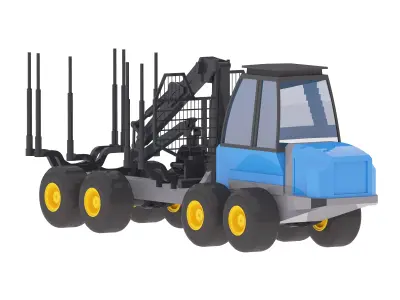 Forwarder Forestry F15 Simplified Low-poly 3D model