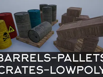 Warehouse Barrels-Pallets-Crates Collection 3D Model Pack