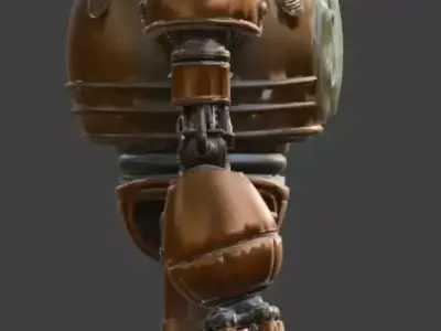 Vintage Copper Nuclear Automaton 3D Model Low-poly 3D model