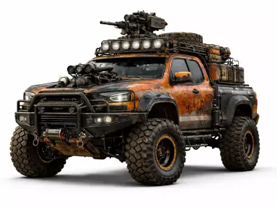 Apocalyptic Armored Offroad Combat Truck 4x4 High Detail 3D model