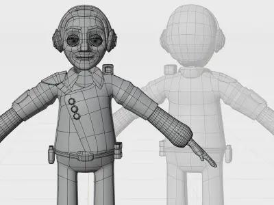 Cartoon Pilot Character  3D model