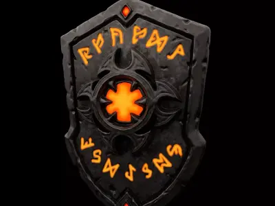 Stylized Fantasy Runed Shield Low-poly 3D model