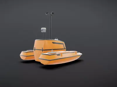 Orange unmanned ship Low-poly 3D model