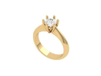 Single Stone Solitaire Ring 3D print model