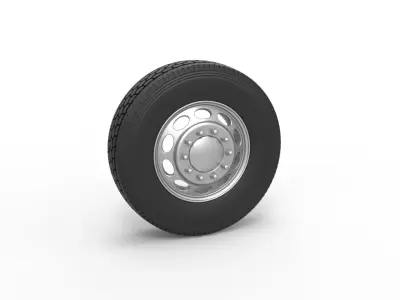 Front custom wheel of semi truck Version 20 Scale 1 to 25 3D print model