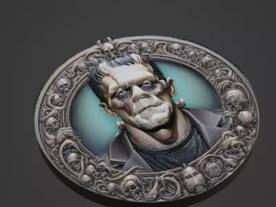 Frankenstein Medallion 3D print model buy