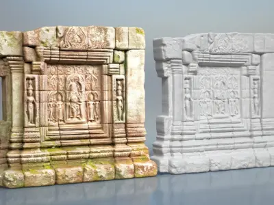 High poly Ruin Temple Walls - 240625 3D model