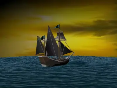 Ship in ocean 3D model