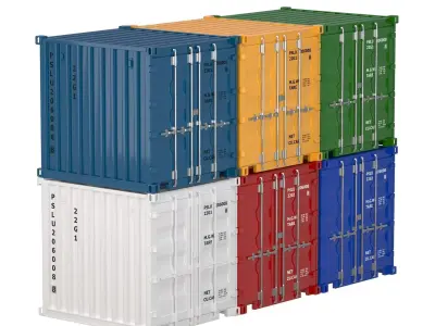 8ft Shipping Container Collection 3D model