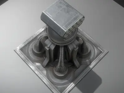 Futuristic Air Defense Gun Tower Animated Low-poly 3D model