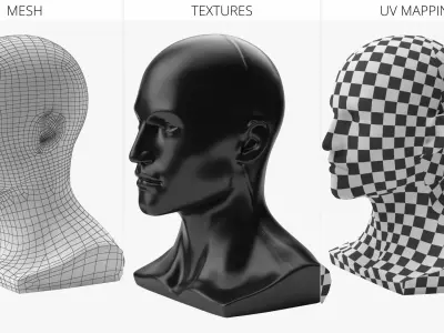  Male Display Mannequin Bust Black 