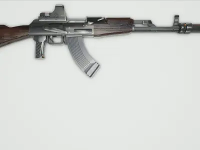 Ak-47 rifle Low-poly 3D model 5