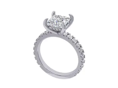 Long Princess Cut Ring 3D print model