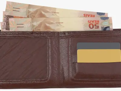 Brazil 50 Reais Wallet Money Purse 3D model