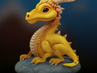 small wingless dragon Low-poly 3D model
