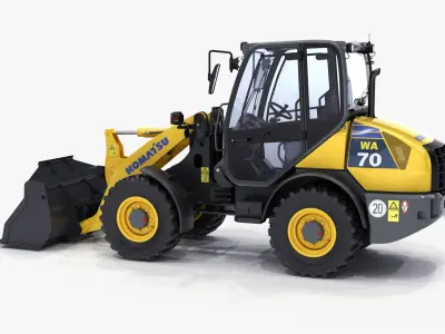 Komatsu WA70-7 Wheel Loader Rigged 3D model