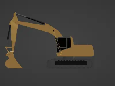 Excavator Low-poly wooden machine Low-poly 3D model