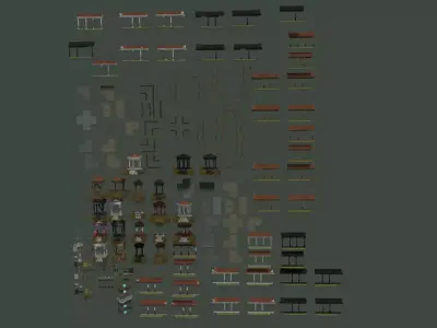 Ancient roman garden 273 objects for modular builds  Low-poly 3D model