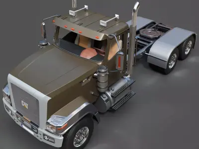 Detailed CAT CT680 Semi-Truck Heavy-Duty Vehicle Asset 3D model