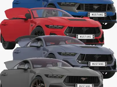 Ford Mustang 2024 Collection with opening doors and trunk1 3D model