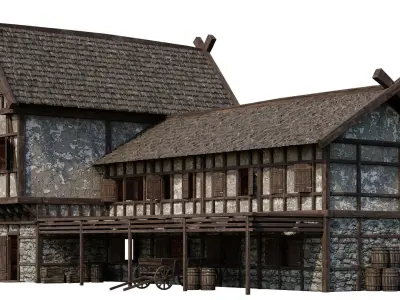 Old Medieval Building House 4K Textures GameReady 68 Low-poly 3D model