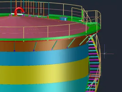 Fuel Storage Tank 1000m3 3D CAD Model 3D model