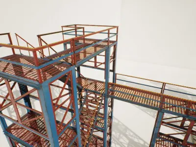Industrial stairs modular Low-poly 3D model