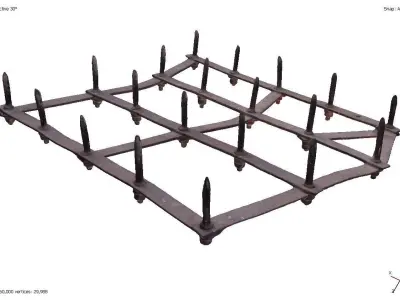 Old rusty harrow 3D model