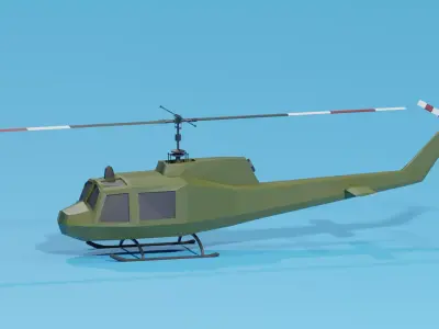 Bell UH-1 Iroquois Helicopter US Army Low-poly 3D model
