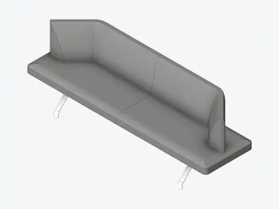 Seat - Bench - Worksmart - Backrest Bent - Double Low-poly 3D model