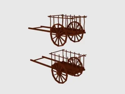 Hanley Sk Red River Cart Low-poly 3D model