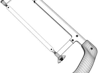 Hacksaw saw with wooden handle 3D model