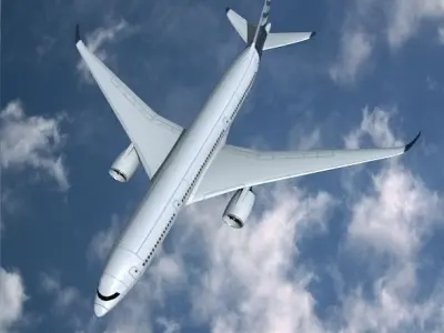 Airbus A350-900 commercial aircraft Low-poly 3D model