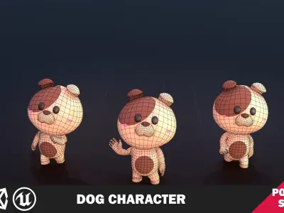 Funny Dog Character Low-poly 3D model