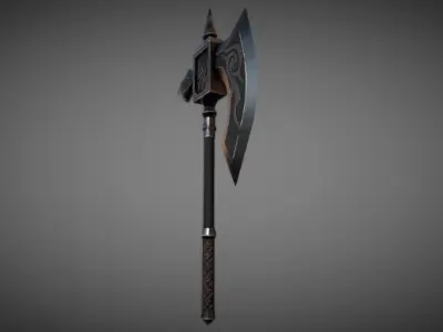 Metal Battle Axe 01 Low-poly 3D model
