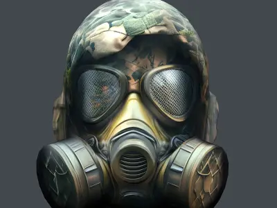 Gas mask helmet 3d model military combat  Low-poly 3D model