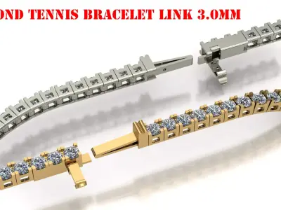 Diamond Tennis Bracelet 3mm  3D print model