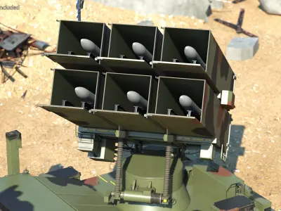 NASAMS Missile System Camouflage Ready to Attack 3D model