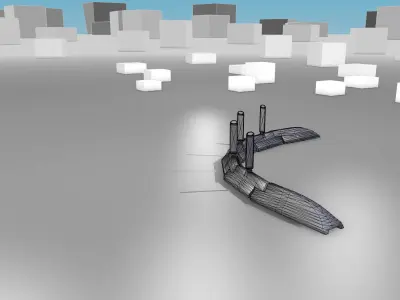 White and Red Road Traffic Barrier - Part 26 - Low-poly 3D model