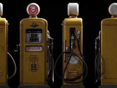 Vintage Gas Pump Low-poly 3D model purchase